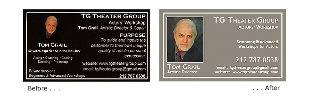 Before and After: Tom Grail business card